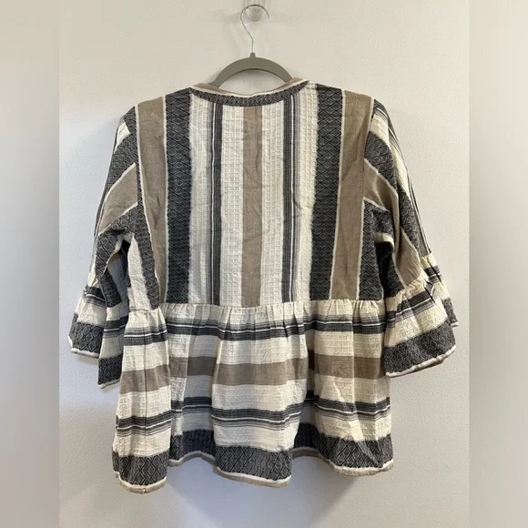 THML Beige and Gray Striped Top - Picture 9 of 11